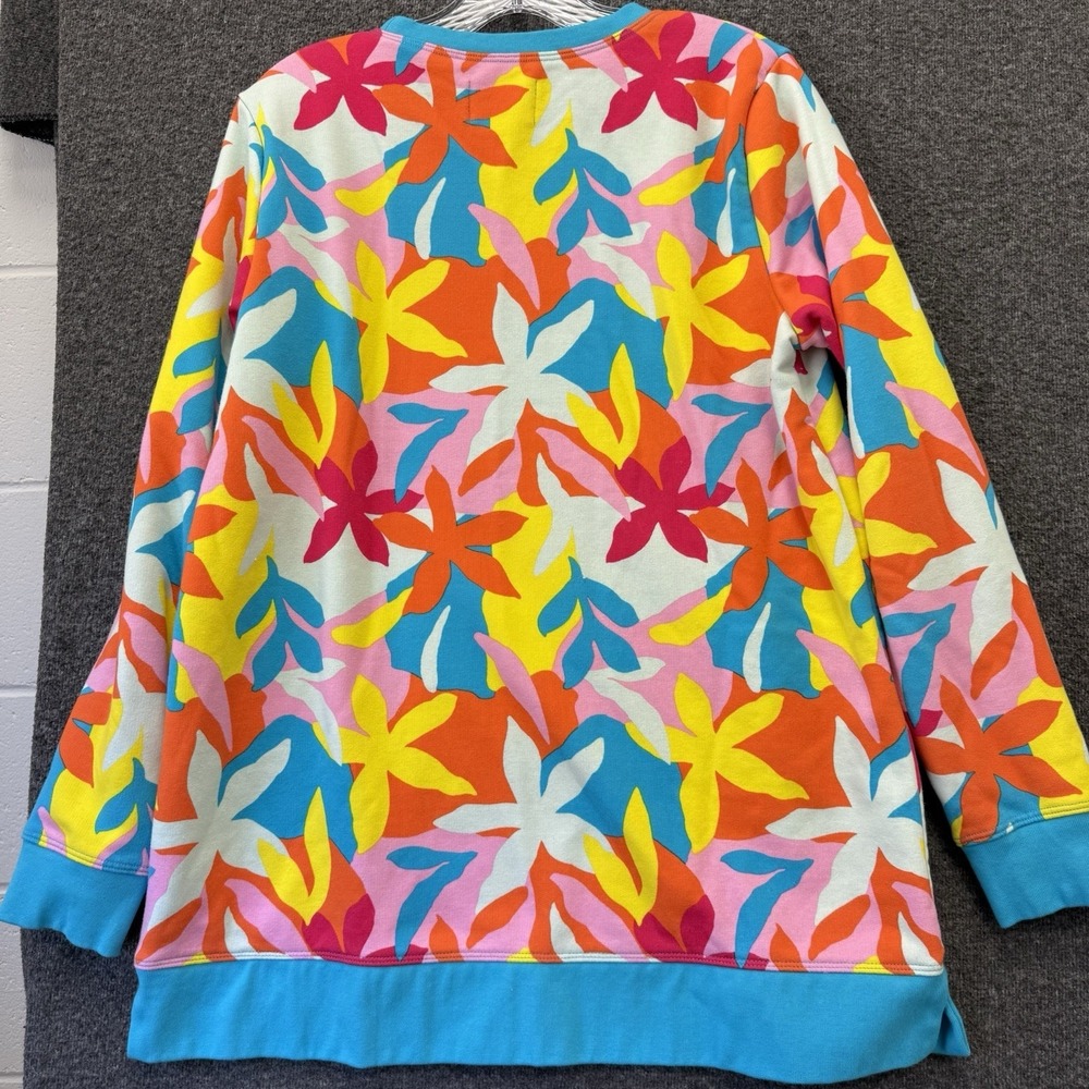 Lands' End Serious Sweats Colorful Floral Print Long Sleeve Sweatshirt M 10/12 - Picture 2 of 9